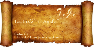 Tallián Jenő névjegykártya